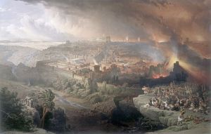 The Siege and Destruction of Jerusalem by the Romans Under the Command of Titus, A.D. 70, Oil on canvas, 1850; David Roberts (1796–1864)